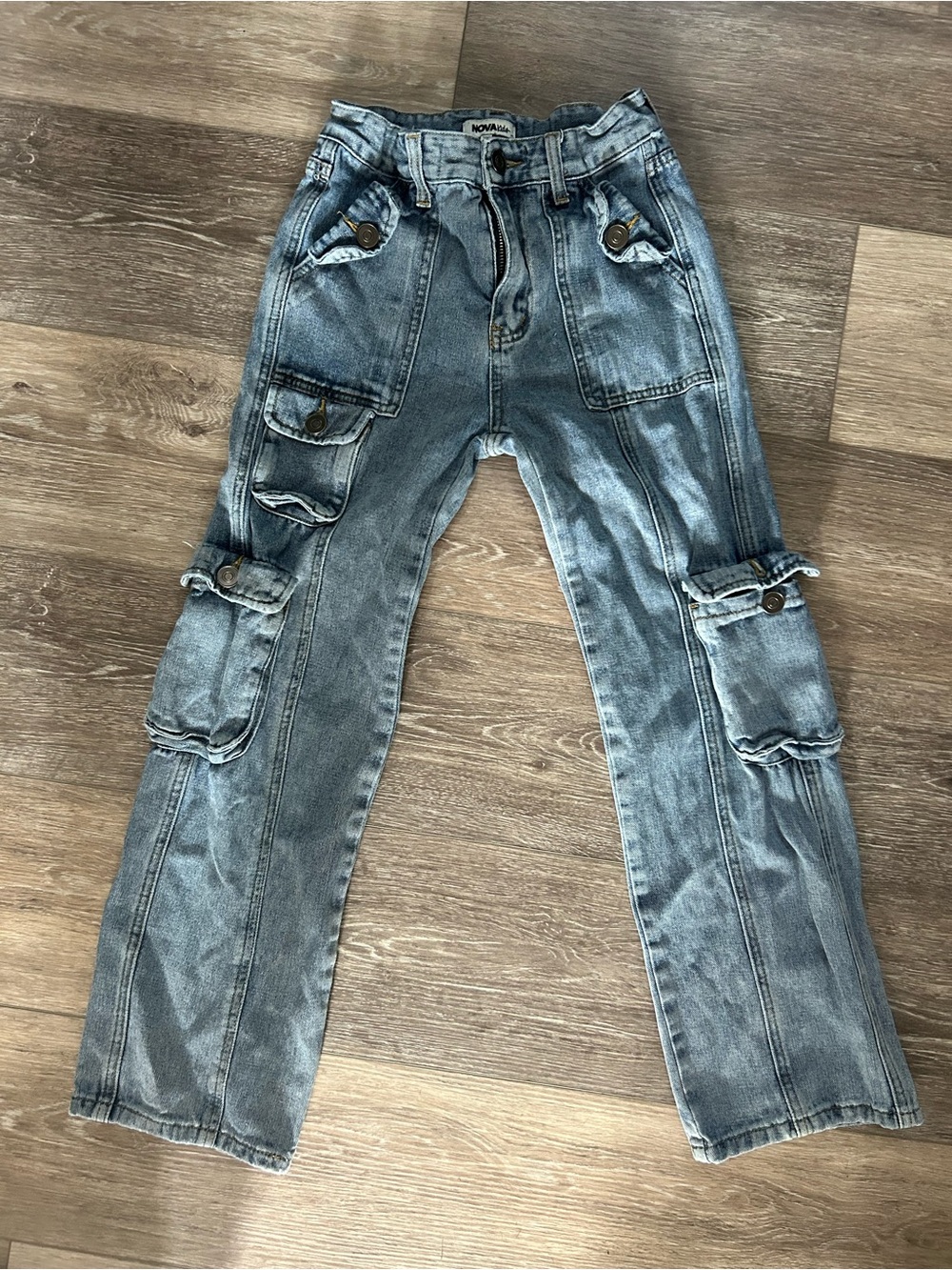 Girl’s Fashion Nova Light Blue Cargo Jeans